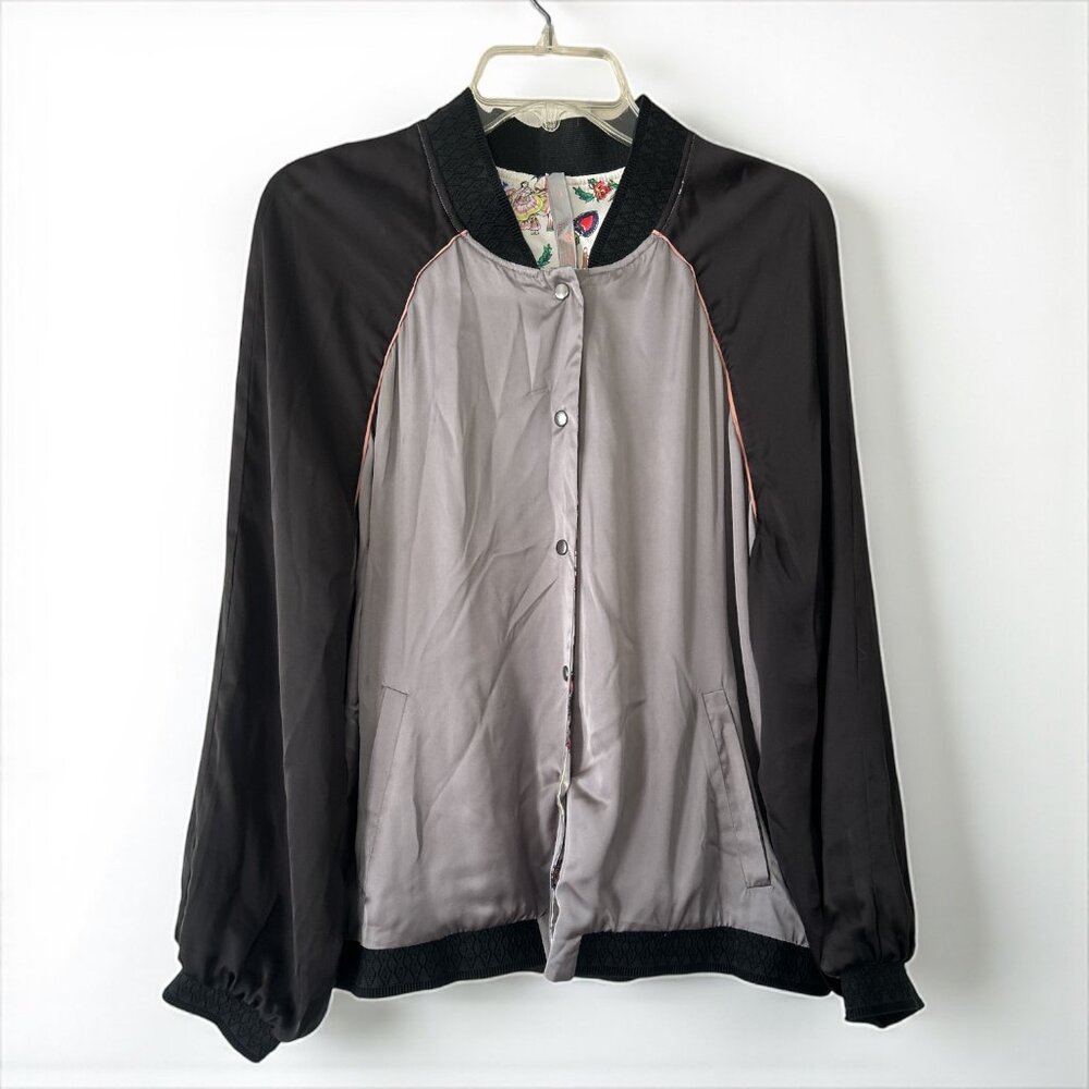 Emily & Fin Reversible Bomber Jacket Cactus Embroidery Size 1X NWT